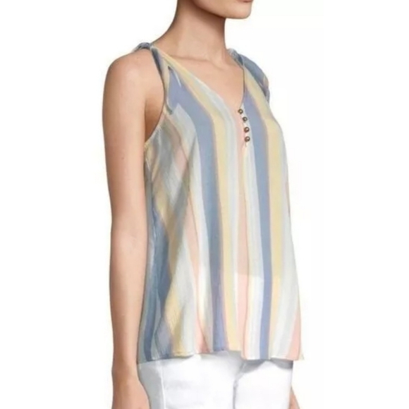 a.n.a Vneck Striped Tank top Pastel colors Size 3X - Picture 2 of 11